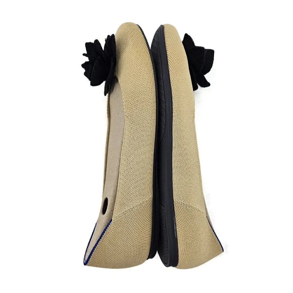 New Rothys The Petal Square Womens 9.5 Sand Soiree Flats